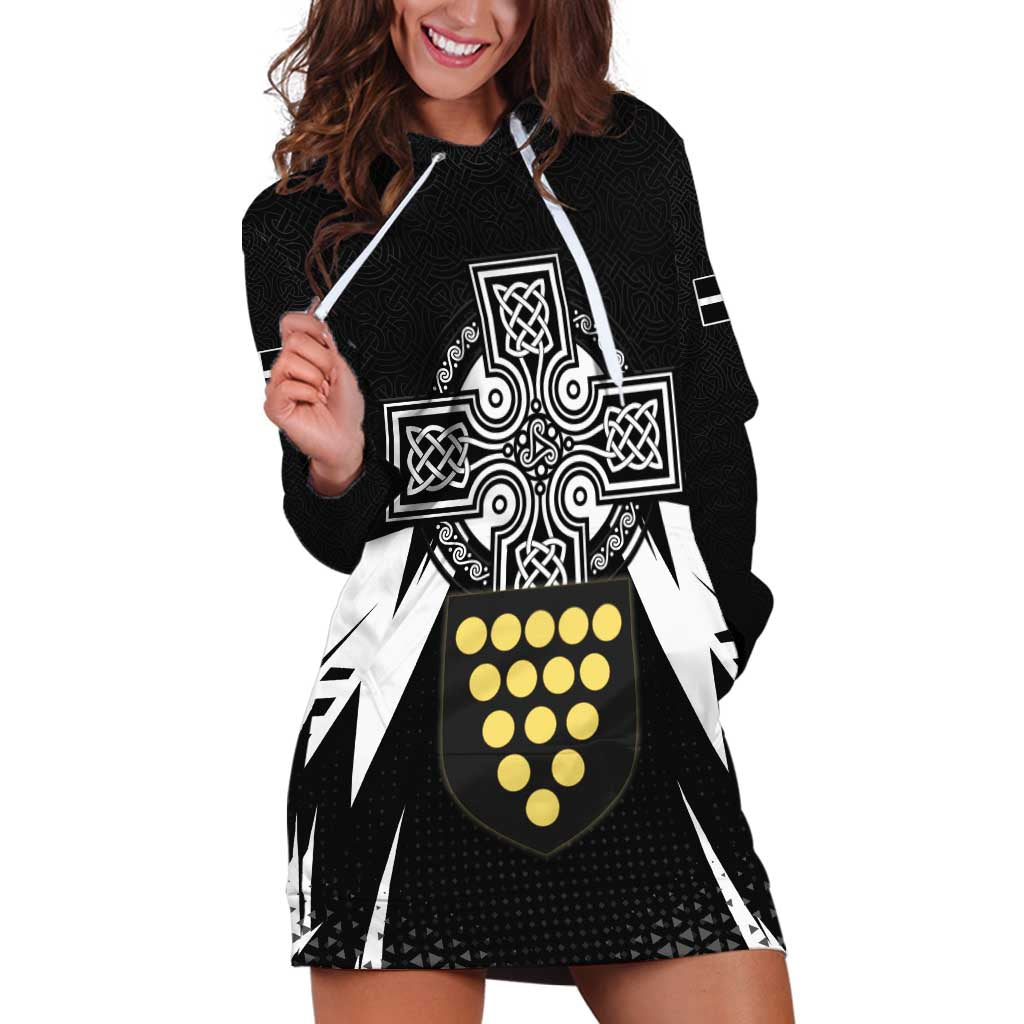 Cornwall Celtic Cross Hoodie Dress Coat Of Arms With Celtic Pattern - Wonder Print Shop