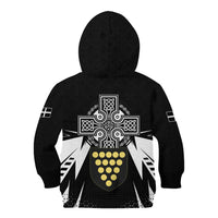 Cornwall Celtic Cross Kid Hoodie Coat Of Arms With Celtic Pattern - Wonder Print Shop