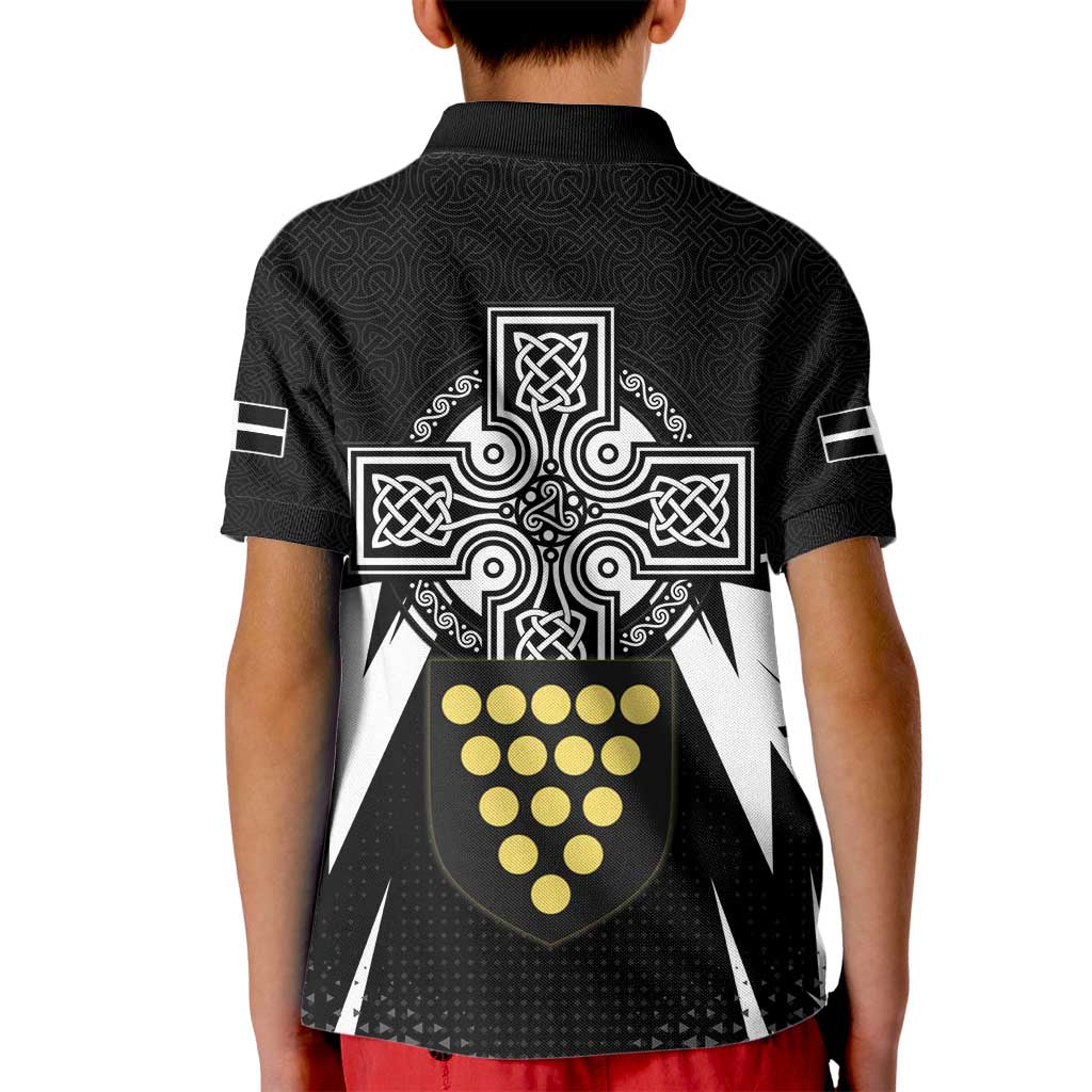 Cornwall Celtic Cross Kid Polo Shirt Coat Of Arms With Celtic Pattern - Wonder Print Shop