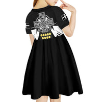 Cornwall Celtic Cross Kid Short Sleeve Dress Coat Of Arms With Celtic Pattern - Wonder Print Shop