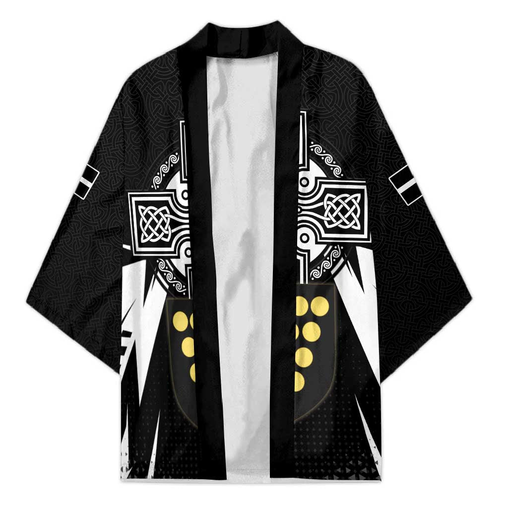 Cornwall Celtic Cross Kimono Coat Of Arms With Celtic Pattern - Wonder Print Shop