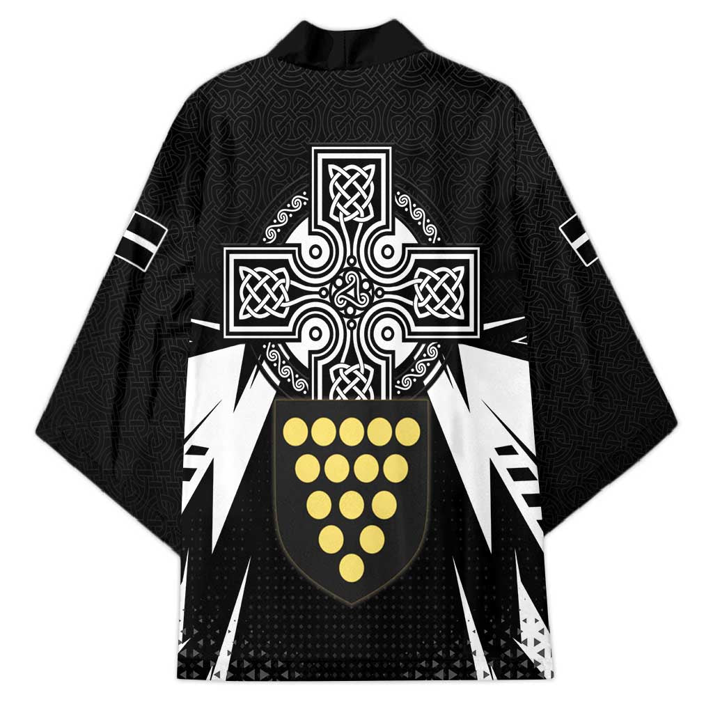 Cornwall Celtic Cross Kimono Coat Of Arms With Celtic Pattern - Wonder Print Shop