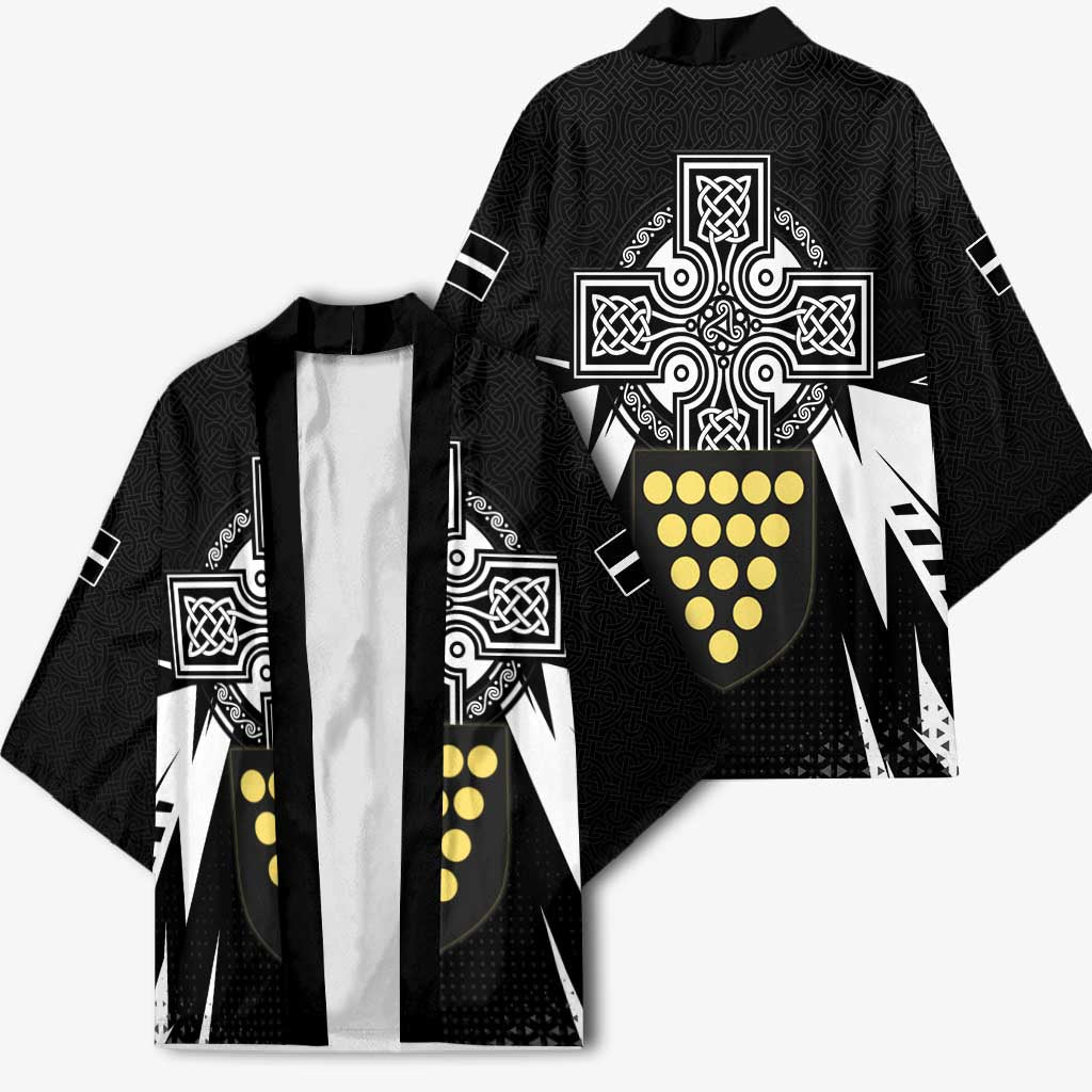 Cornwall Celtic Cross Kimono Coat Of Arms With Celtic Pattern - Wonder Print Shop