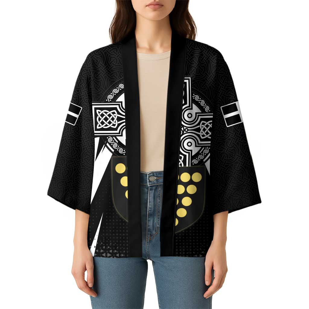 Cornwall Celtic Cross Kimono Coat Of Arms With Celtic Pattern - Wonder Print Shop