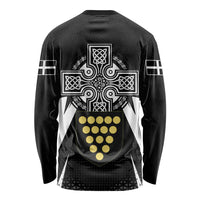 Cornwall Celtic Cross Long Sleeve Shirt Coat Of Arms With Celtic Pattern - Wonder Print Shop