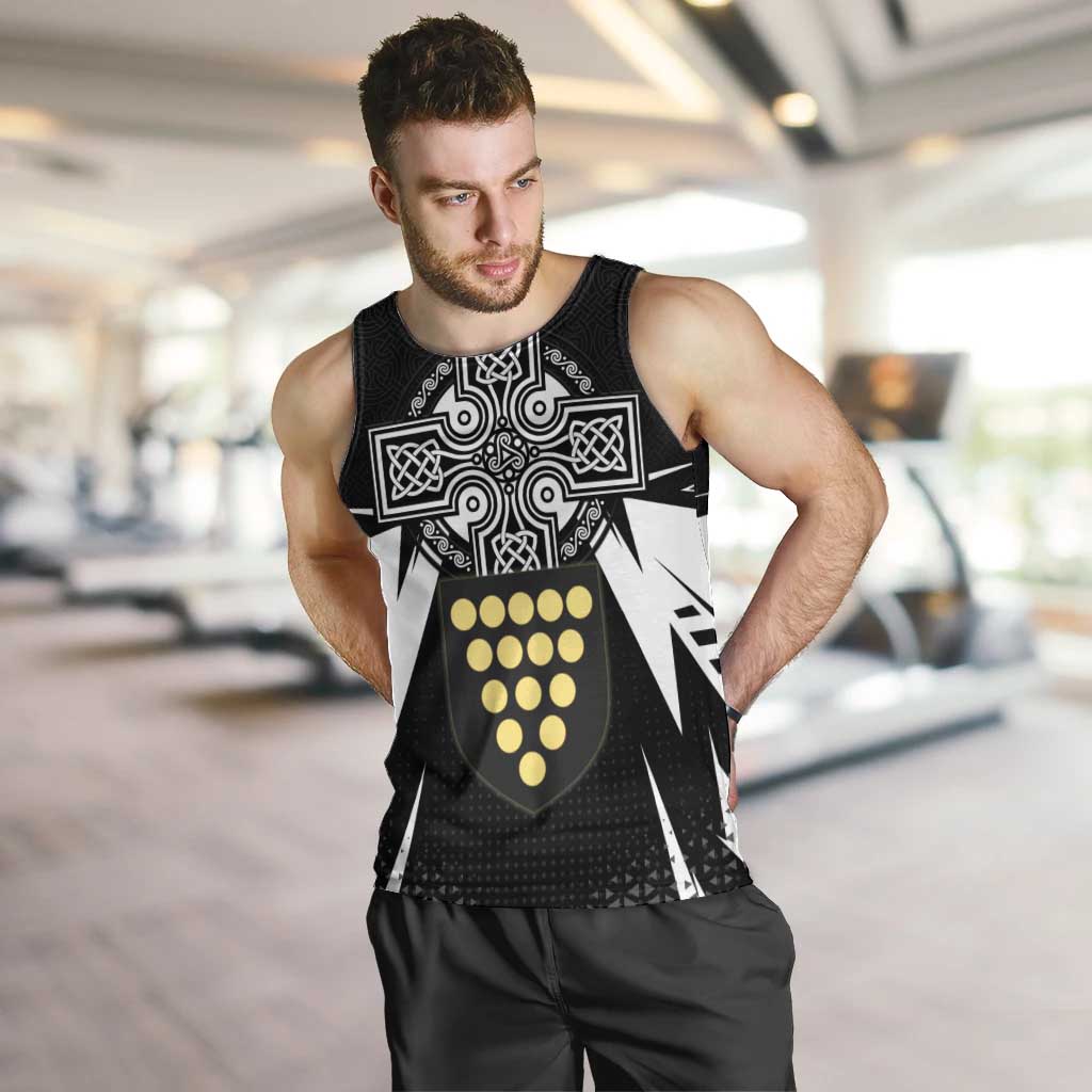 Cornwall Celtic Cross Men Tank Top Coat Of Arms With Celtic Pattern - Wonder Print Shop