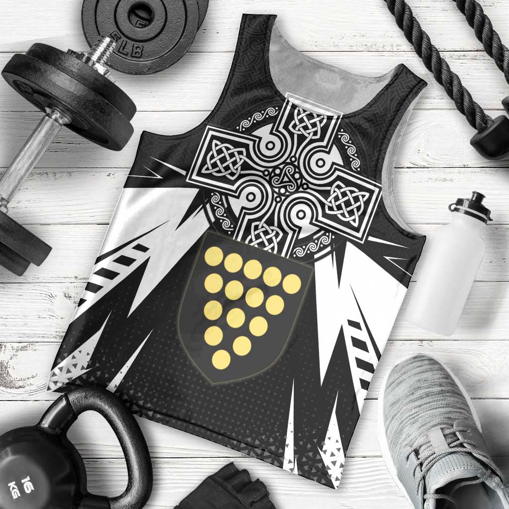 Cornwall Celtic Cross Men Tank Top Coat Of Arms With Celtic Pattern - Wonder Print Shop