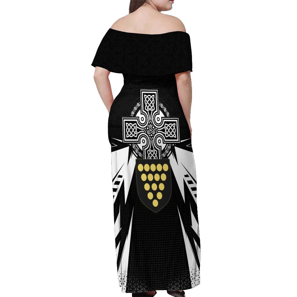 Cornwall Celtic Cross Off Shoulder Maxi Dress Coat Of Arms With Celtic Pattern - Wonder Print Shop
