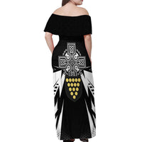 Cornwall Celtic Cross Off Shoulder Maxi Dress Coat Of Arms With Celtic Pattern - Wonder Print Shop