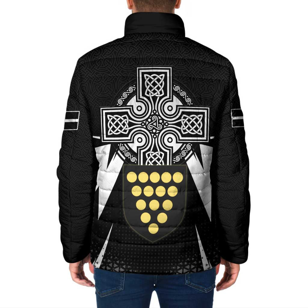 Cornwall Celtic Cross Padded Jacket Coat Of Arms With Celtic Pattern - Wonder Print Shop