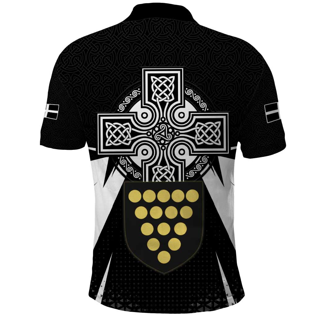 Cornwall Celtic Cross Polo Shirt Coat Of Arms With Celtic Pattern - Wonder Print Shop