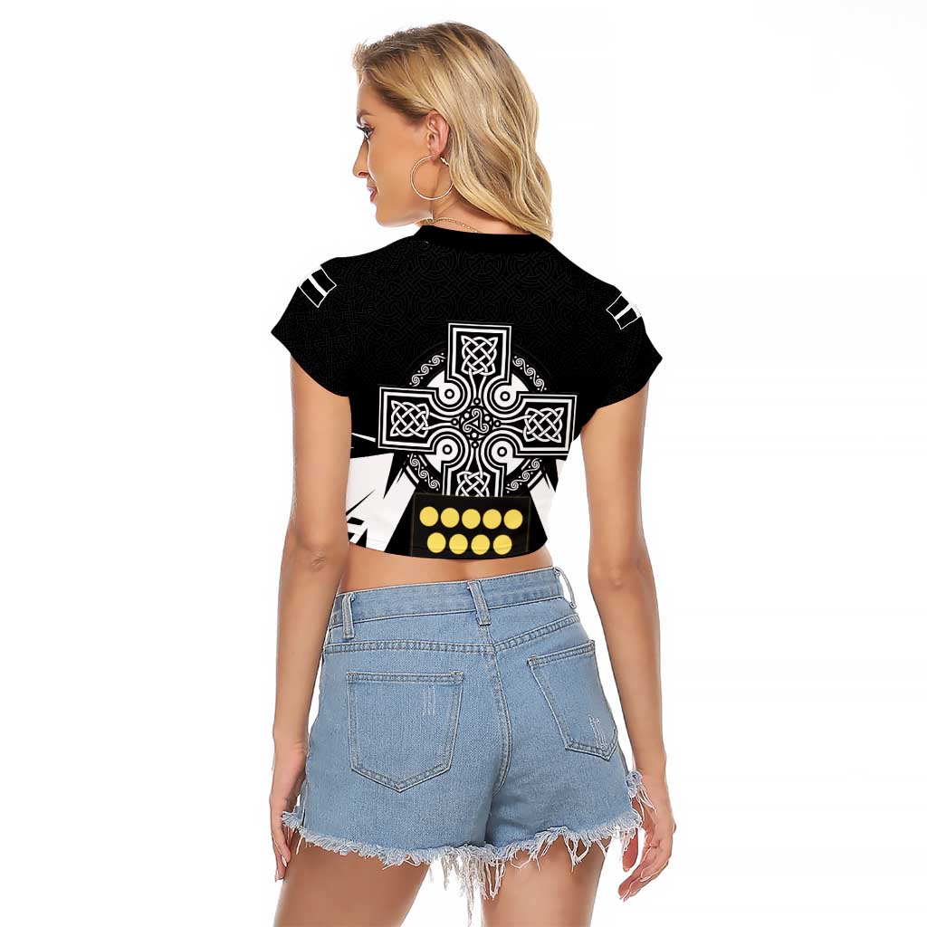 Cornwall Celtic Cross Raglan Cropped T Shirt Coat Of Arms With Celtic Pattern - Wonder Print Shop