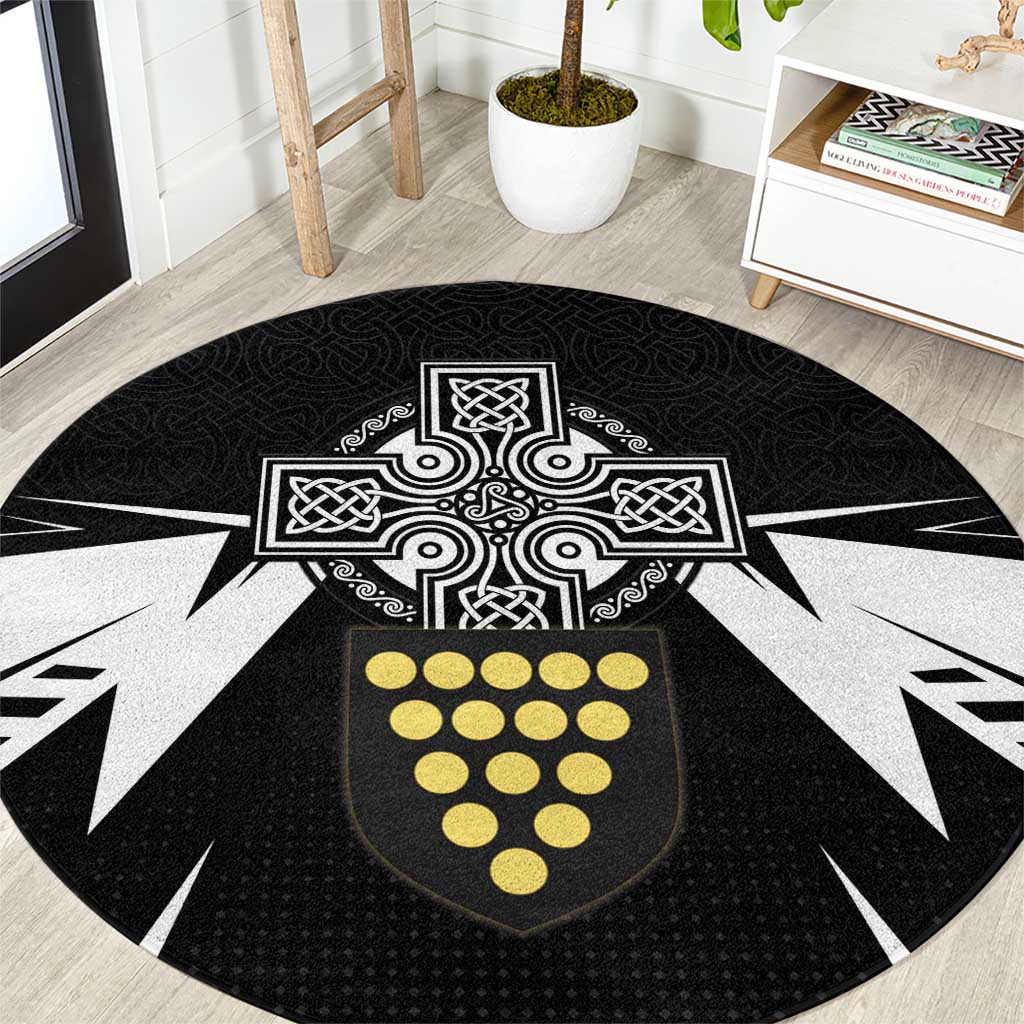 Cornwall Celtic Cross Round Carpet Coat Of Arms With Celtic Pattern - Wonder Print Shop