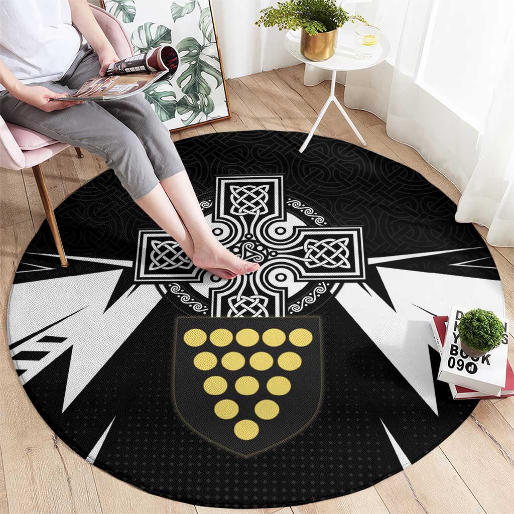 Cornwall Celtic Cross Round Carpet Coat Of Arms With Celtic Pattern - Wonder Print Shop