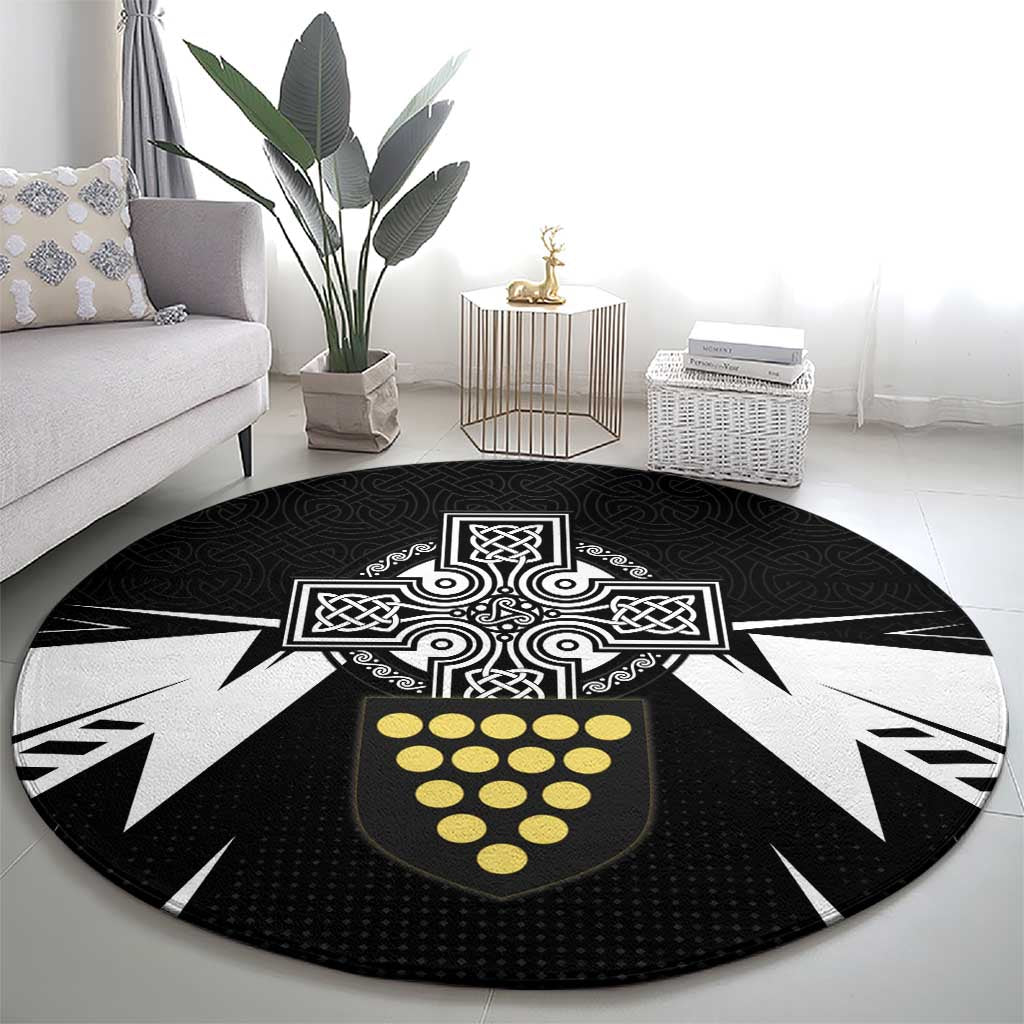 Cornwall Celtic Cross Round Carpet Coat Of Arms With Celtic Pattern - Wonder Print Shop