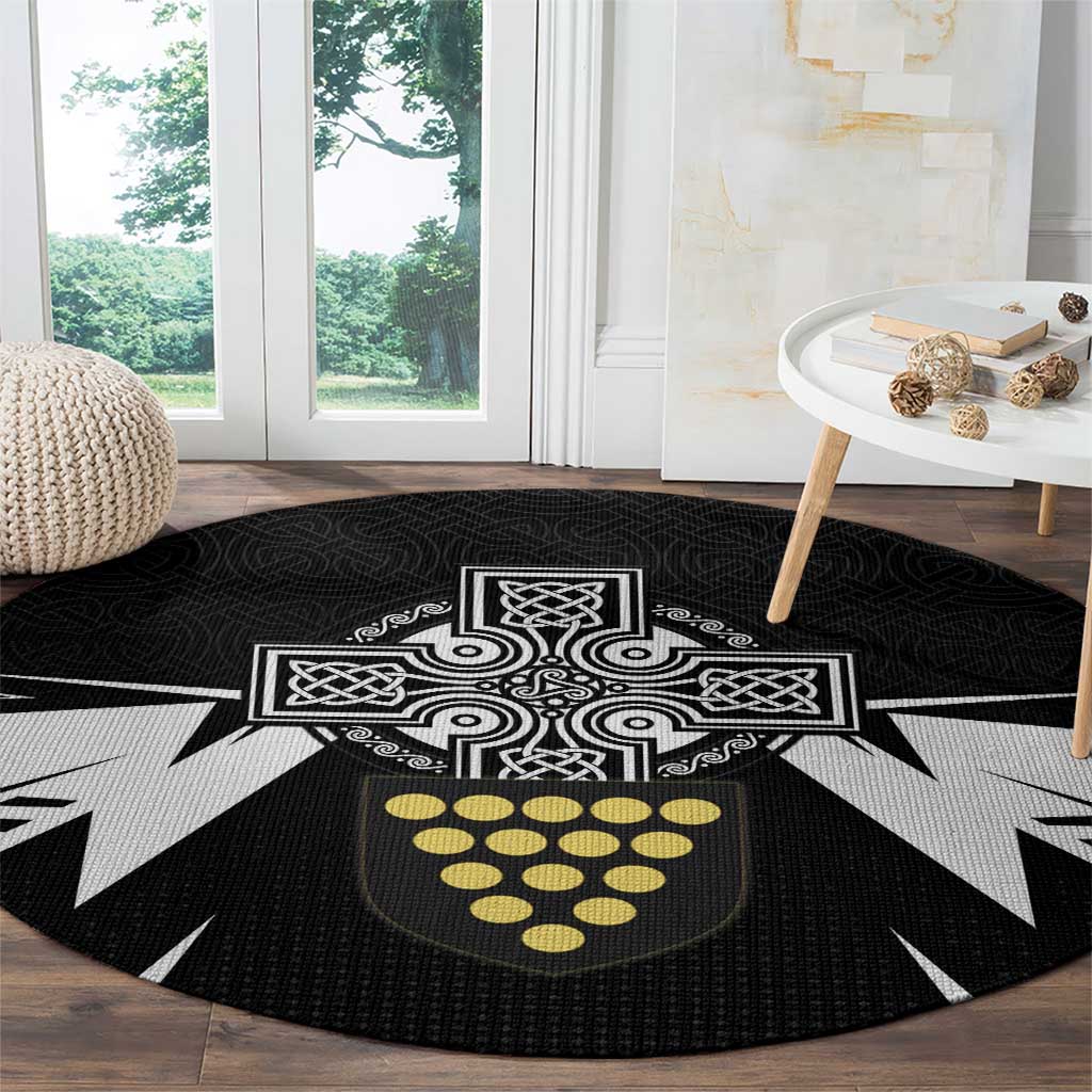 Cornwall Celtic Cross Round Carpet Coat Of Arms With Celtic Pattern - Wonder Print Shop
