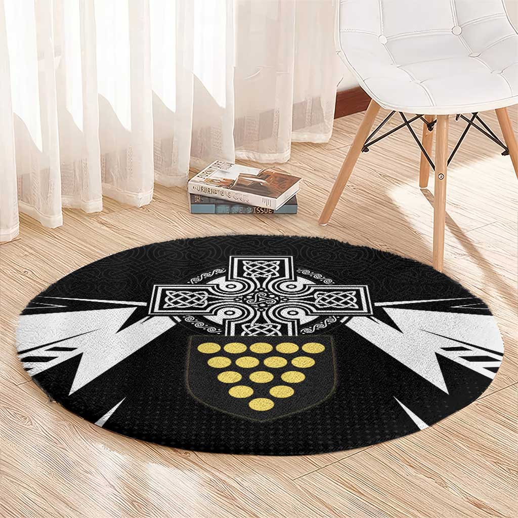 Cornwall Celtic Cross Round Carpet Coat Of Arms With Celtic Pattern - Wonder Print Shop
