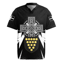 Cornwall Celtic Cross Rugby Jersey Coat Of Arms With Celtic Pattern - Wonder Print Shop