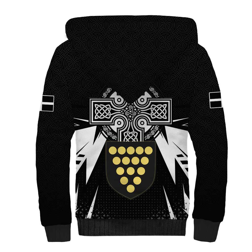 Cornwall Celtic Cross Sherpa Hoodie Coat Of Arms With Celtic Pattern - Wonder Print Shop