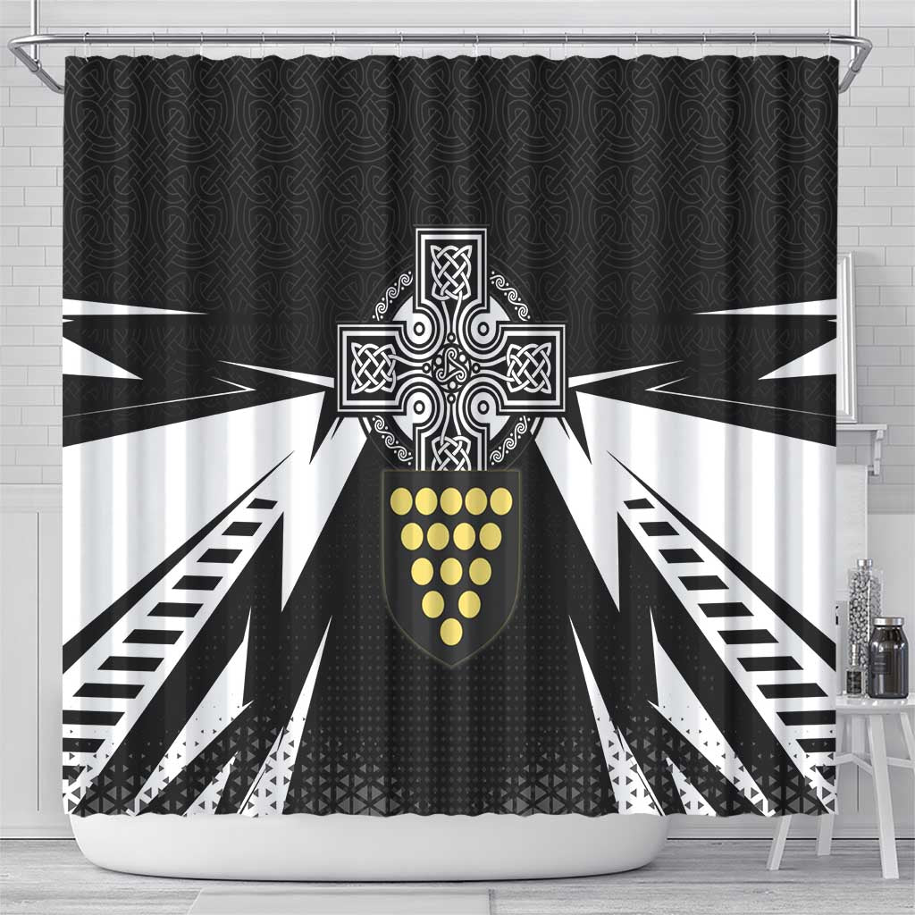 Cornwall Celtic Cross Shower Curtain Coat Of Arms With Celtic Pattern - Wonder Print Shop