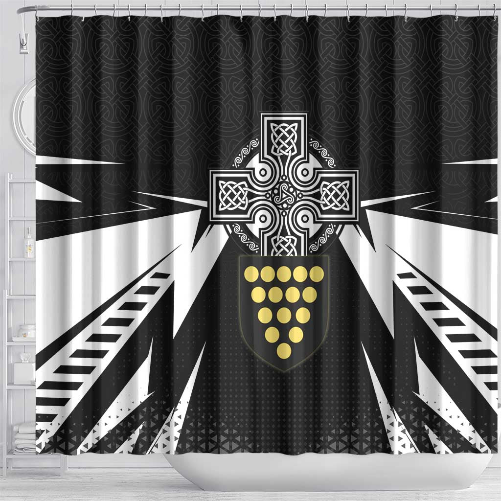 Cornwall Celtic Cross Shower Curtain Coat Of Arms With Celtic Pattern - Wonder Print Shop