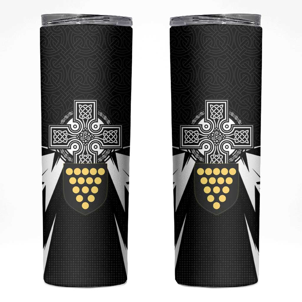 Cornwall Celtic Cross Skinny Tumbler Coat Of Arms With Celtic Pattern - Wonder Print Shop