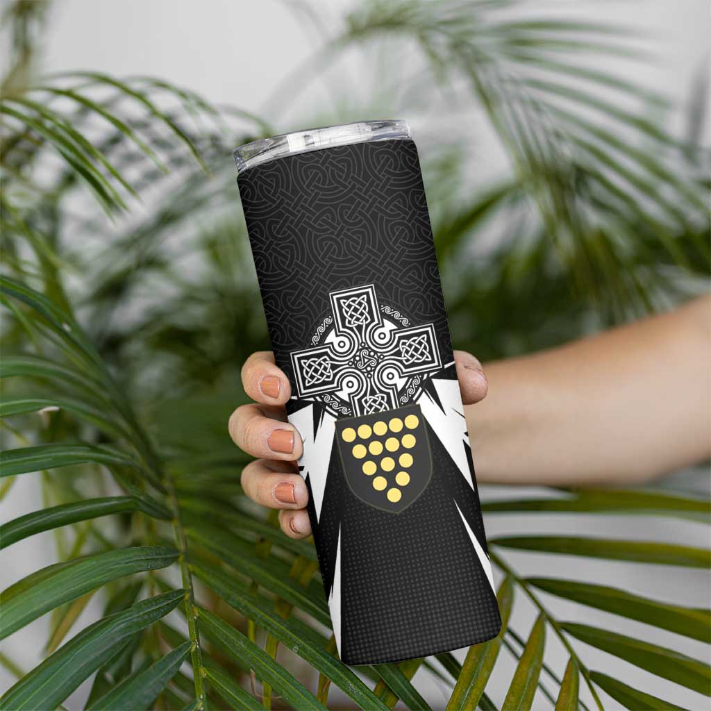 Cornwall Celtic Cross Skinny Tumbler Coat Of Arms With Celtic Pattern - Wonder Print Shop