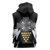 Cornwall Celtic Cross Sleeveless Zip Hoodie Coat Of Arms With Celtic Pattern - Wonder Print Shop