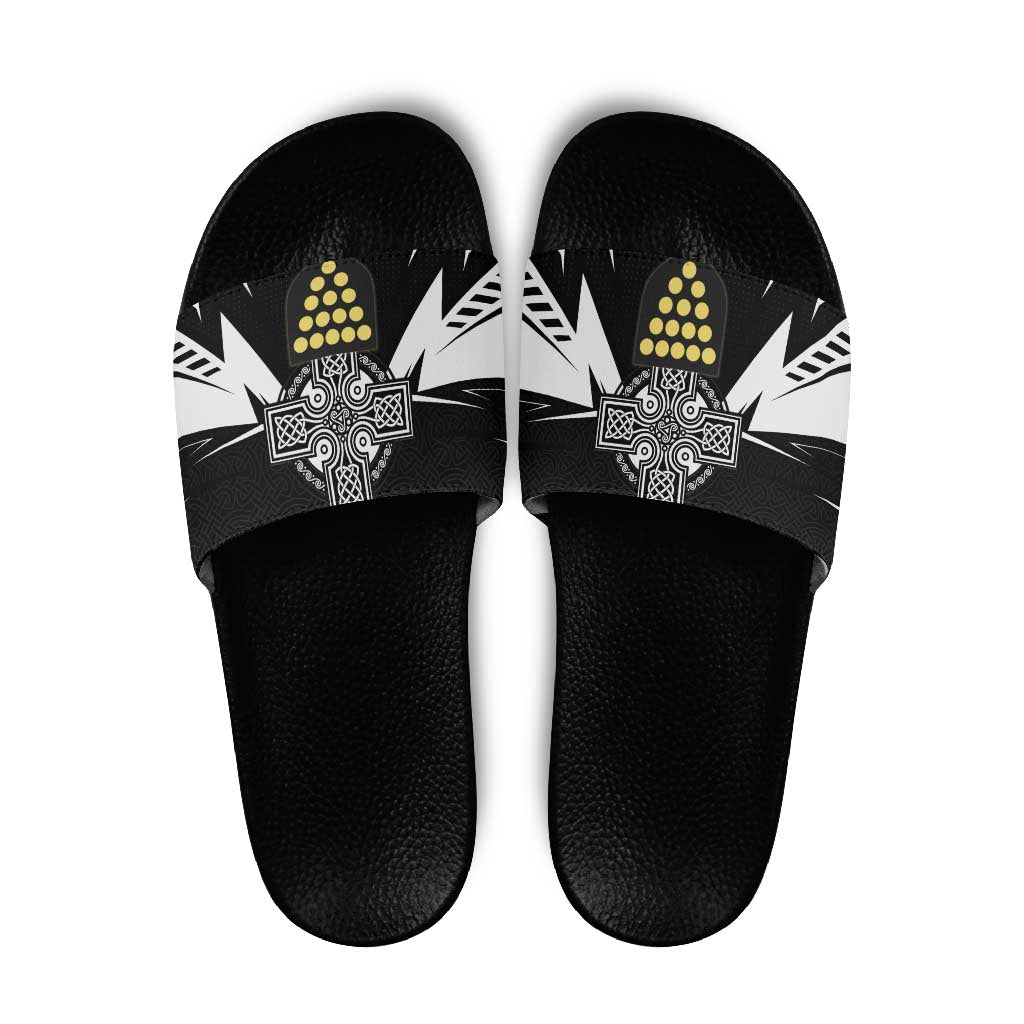 Cornwall Celtic Cross Slide Sandals Coat Of Arms With Celtic Pattern - Wonder Print Shop