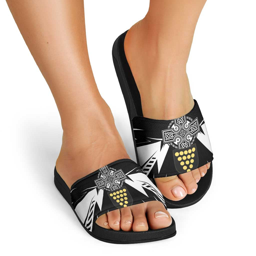 Cornwall Celtic Cross Slide Sandals Coat Of Arms With Celtic Pattern - Wonder Print Shop