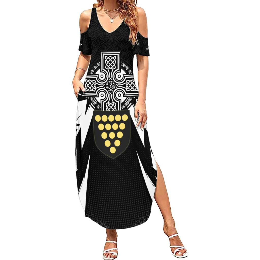 Cornwall Celtic Cross Summer Maxi Dress Coat Of Arms With Celtic Pattern - Wonder Print Shop
