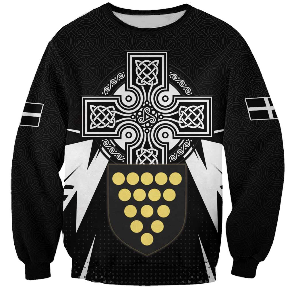Cornwall Celtic Cross Sweatshirt Coat Of Arms With Celtic Pattern - Wonder Print Shop