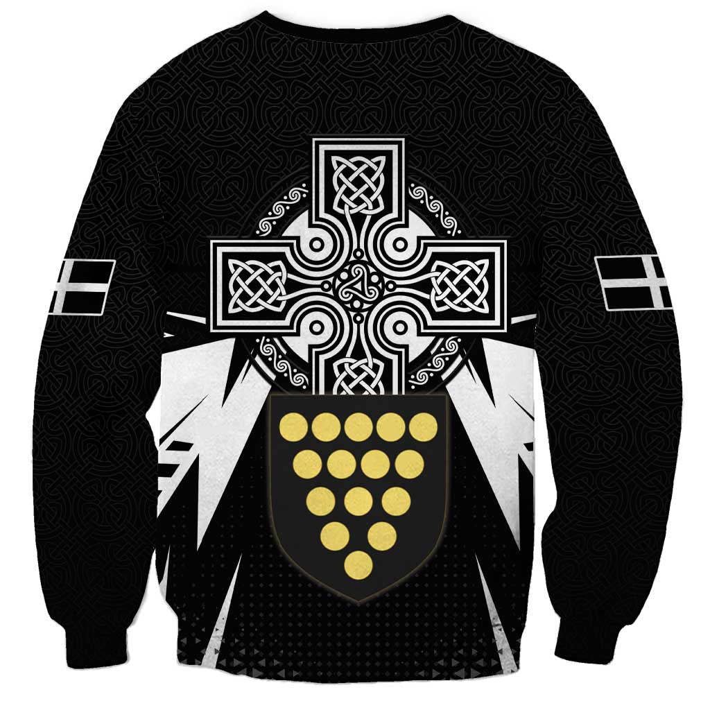 Cornwall Celtic Cross Sweatshirt Coat Of Arms With Celtic Pattern - Wonder Print Shop