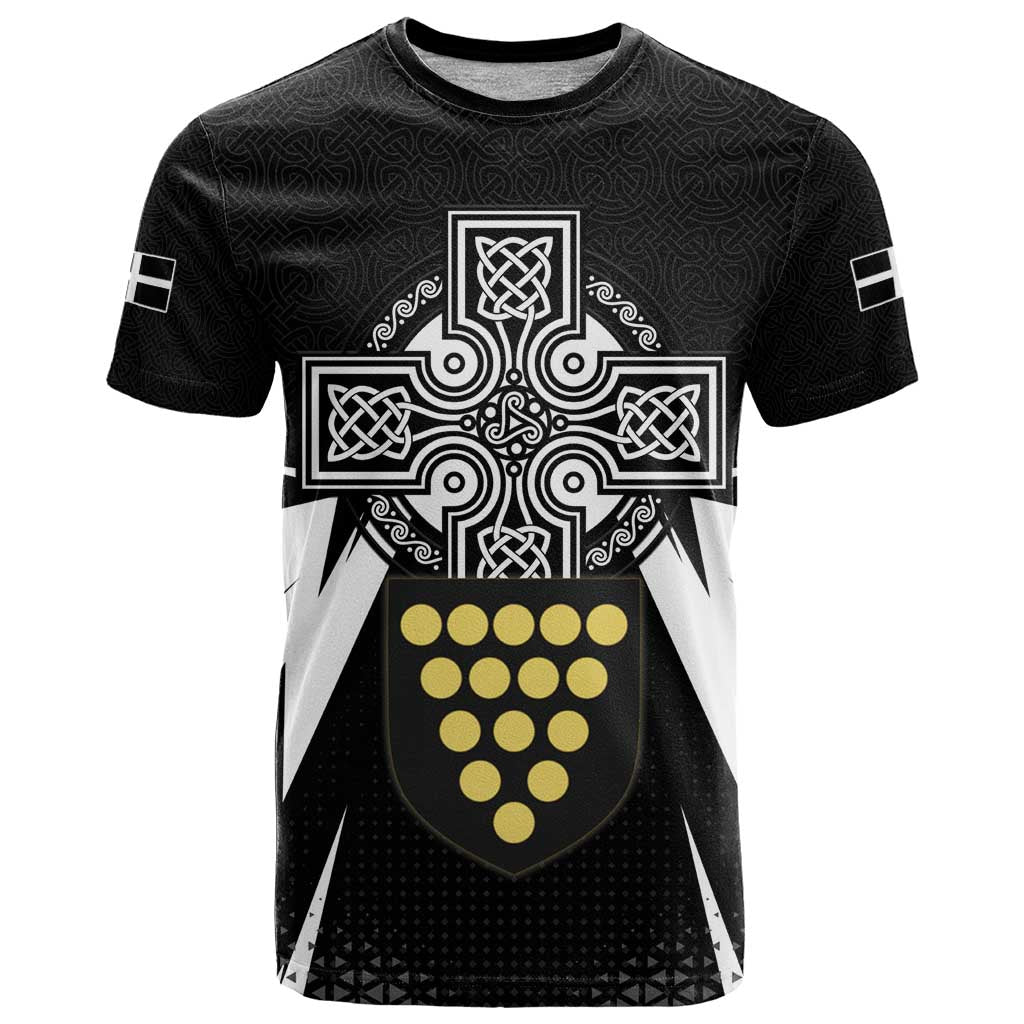 Cornwall Celtic Cross T Shirt Coat Of Arms With Celtic Pattern - Wonder Print Shop