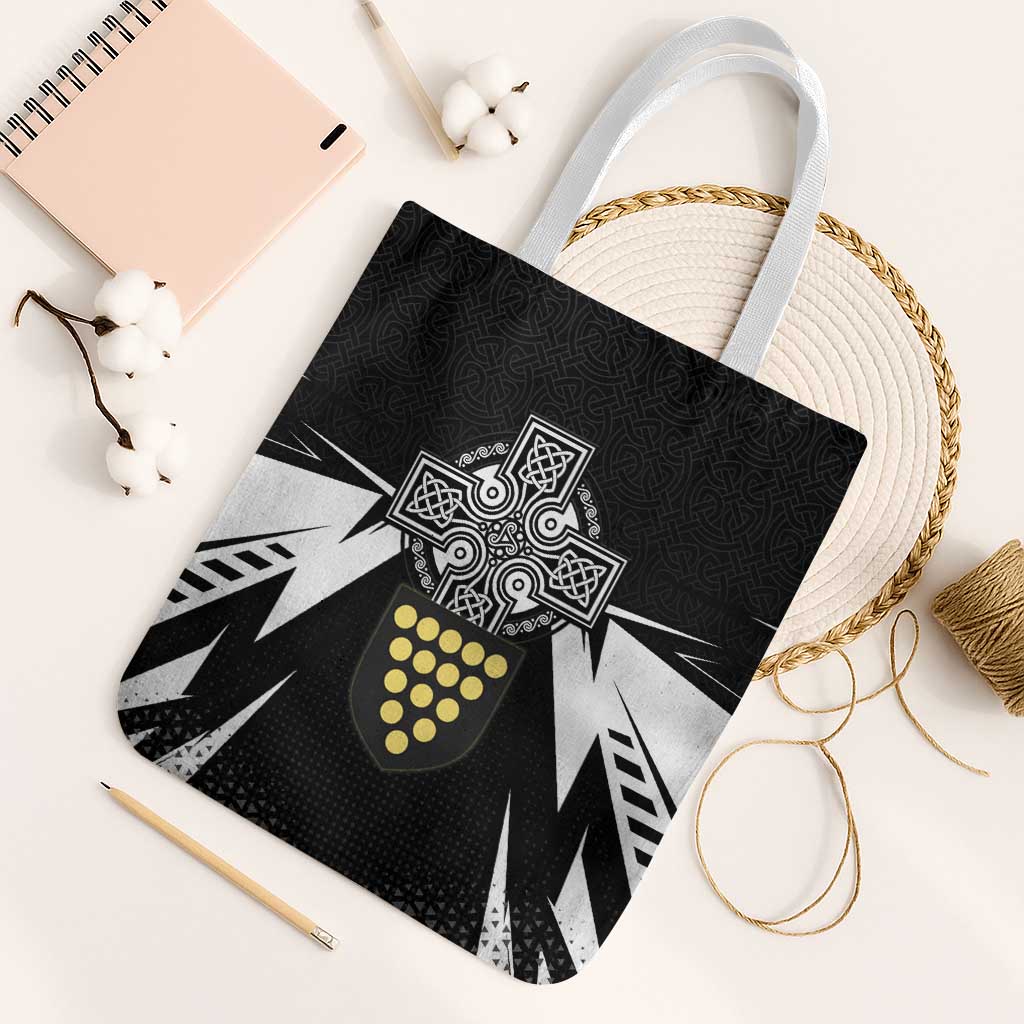 Cornwall Celtic Cross Tote Bag Coat Of Arms With Celtic Pattern - Wonder Print Shop