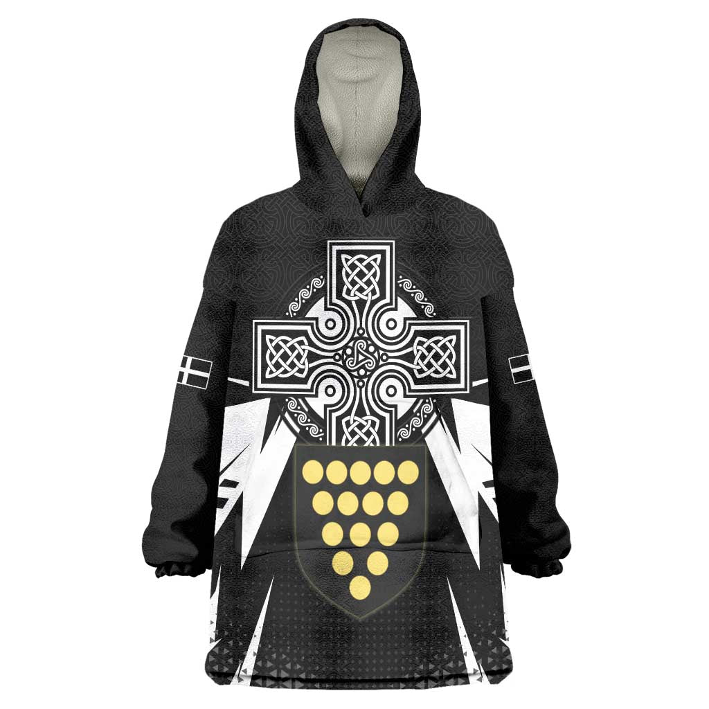 Cornwall Celtic Cross Wearable Blanket Hoodie Coat Of Arms With Celtic Pattern - Wonder Print Shop