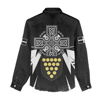 Cornwall Celtic Cross Women Casual Shirt Coat Of Arms With Celtic Pattern - Wonder Print Shop
