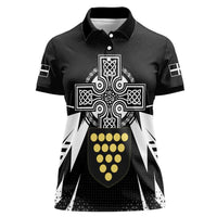 Cornwall Celtic Cross Women Polo Shirt Coat Of Arms With Celtic Pattern - Wonder Print Shop