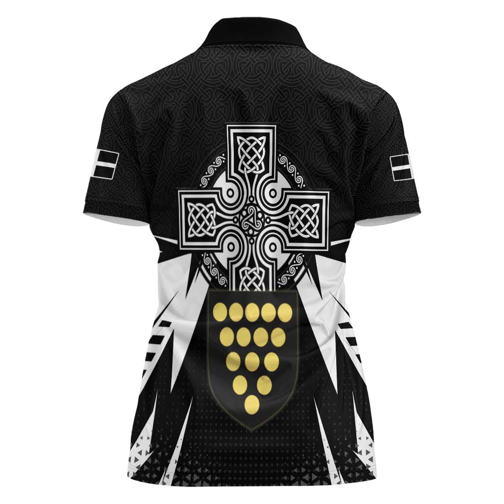 Cornwall Celtic Cross Women Polo Shirt Coat Of Arms With Celtic Pattern - Wonder Print Shop