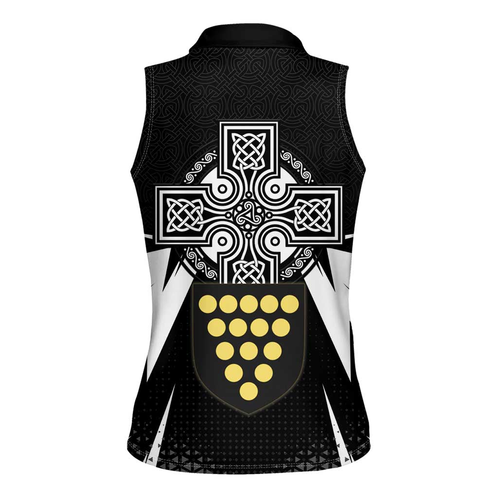 Cornwall Celtic Cross Women Sleeveless Polo Shirt Coat Of Arms With Celtic Pattern - Wonder Print Shop