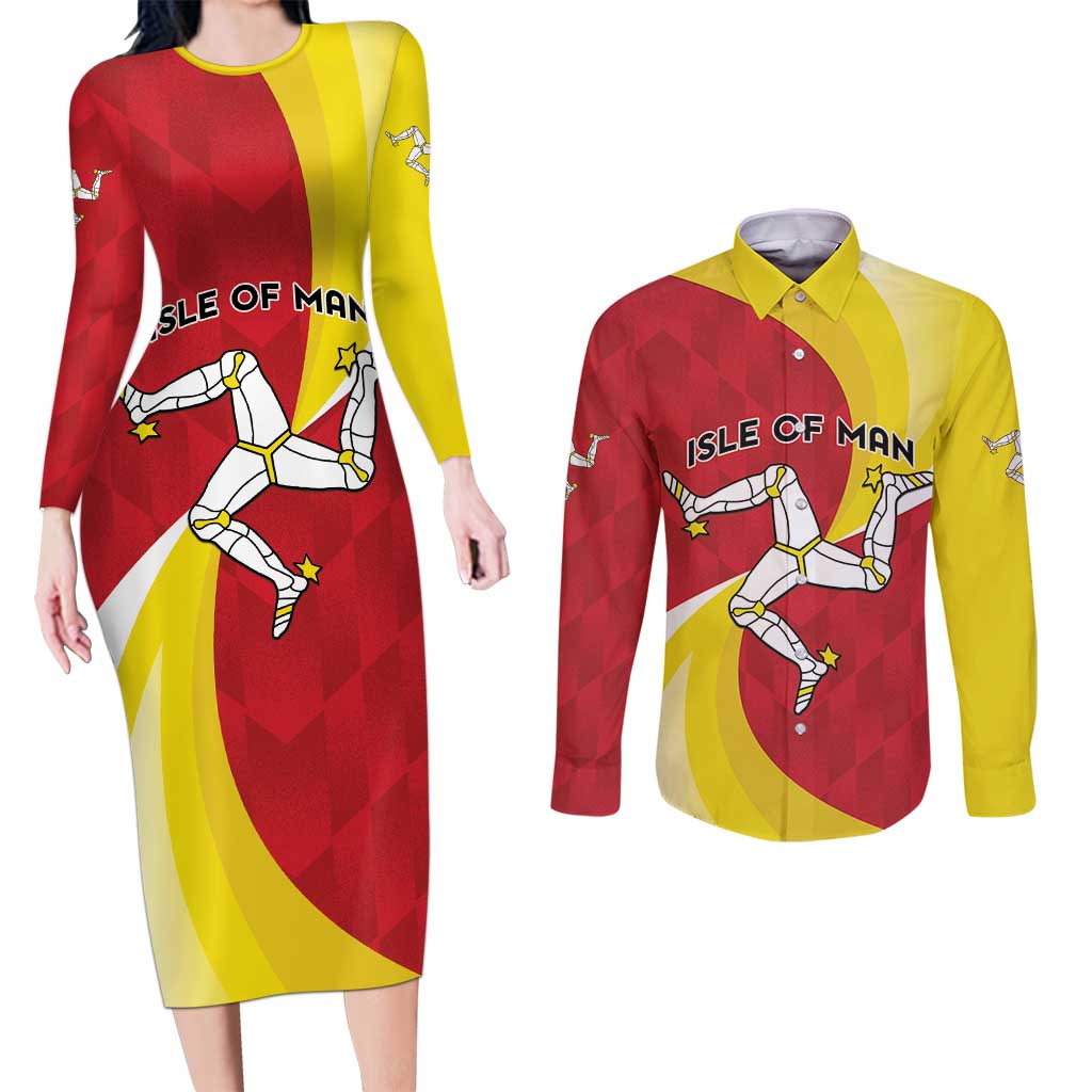 Personalized Isle of Man Couples Matching Long Sleeve Bodycon Dress and Long Sleeve Button Shirt Triskele Ny Tree Cassyn - Wonder Print Shop