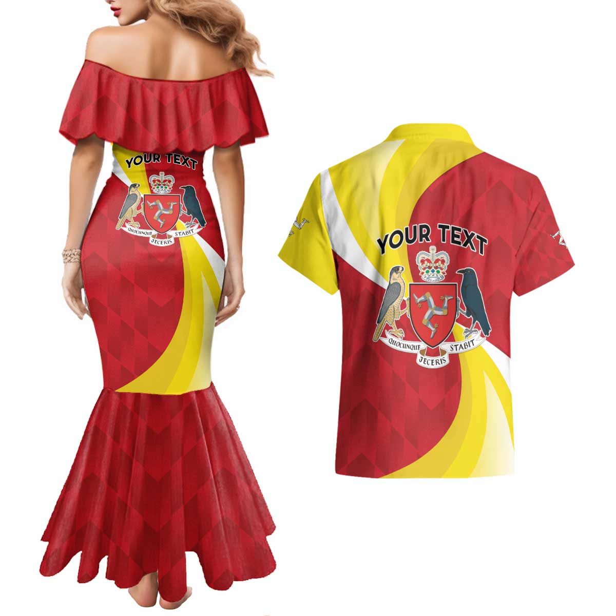 Personalized Isle of Man Couples Matching Mermaid Dress and Hawaiian Shirt Triskele Ny Tree Cassyn - Wonder Print Shop