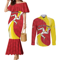 Personalized Isle of Man Couples Matching Mermaid Dress and Long Sleeve Button Shirt Triskele Ny Tree Cassyn - Wonder Print Shop