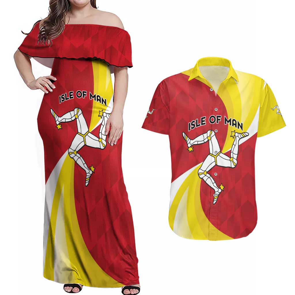 Personalized Isle of Man Couples Matching Off Shoulder Maxi Dress and Hawaiian Shirt Triskele Ny Tree Cassyn - Wonder Print Shop