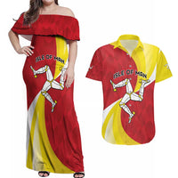 Personalized Isle of Man Couples Matching Off Shoulder Maxi Dress and Hawaiian Shirt Triskele Ny Tree Cassyn - Wonder Print Shop