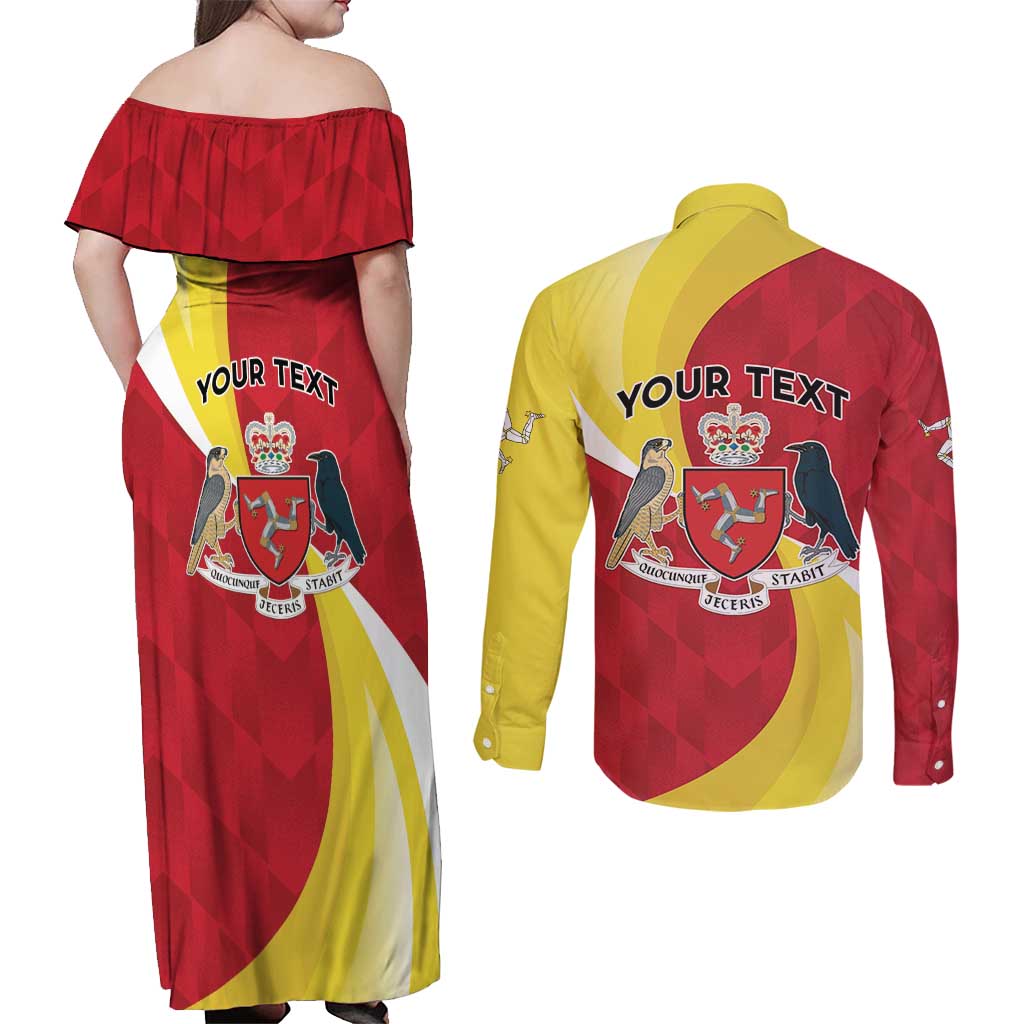 Personalized Isle of Man Couples Matching Off Shoulder Maxi Dress and Long Sleeve Button Shirt Triskele Ny Tree Cassyn - Wonder Print Shop