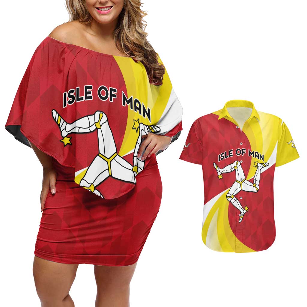 Personalized Isle of Man Couples Matching Off Shoulder Short Dress and Hawaiian Shirt Triskele Ny Tree Cassyn - Wonder Print Shop