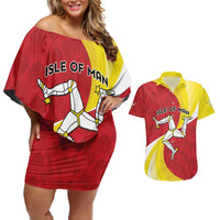 Personalized Isle of Man Couples Matching Off Shoulder Short Dress and Hawaiian Shirt Triskele Ny Tree Cassyn - Wonder Print Shop
