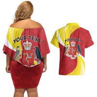 Personalized Isle of Man Couples Matching Off Shoulder Short Dress and Hawaiian Shirt Triskele Ny Tree Cassyn - Wonder Print Shop