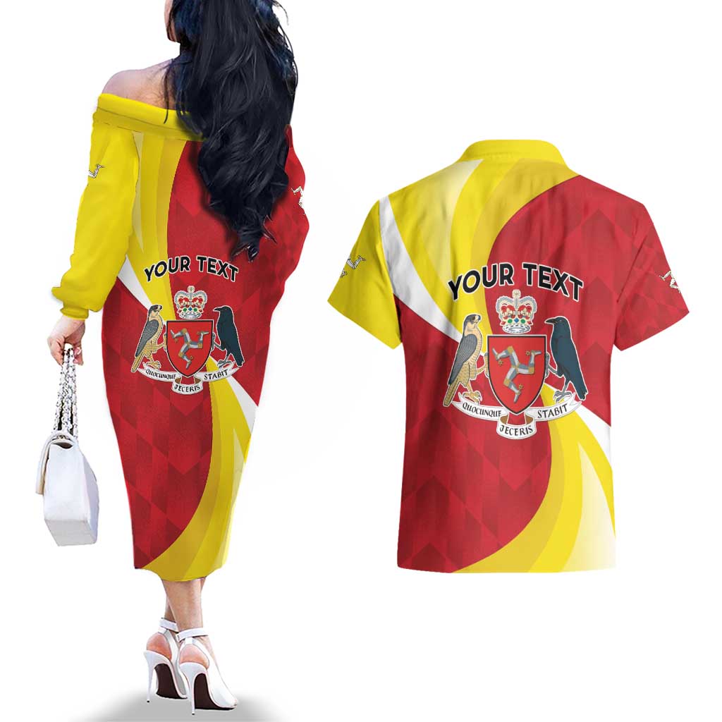 Personalized Isle of Man Couples Matching Off The Shoulder Long Sleeve Dress and Hawaiian Shirt Triskele Ny Tree Cassyn - Wonder Print Shop